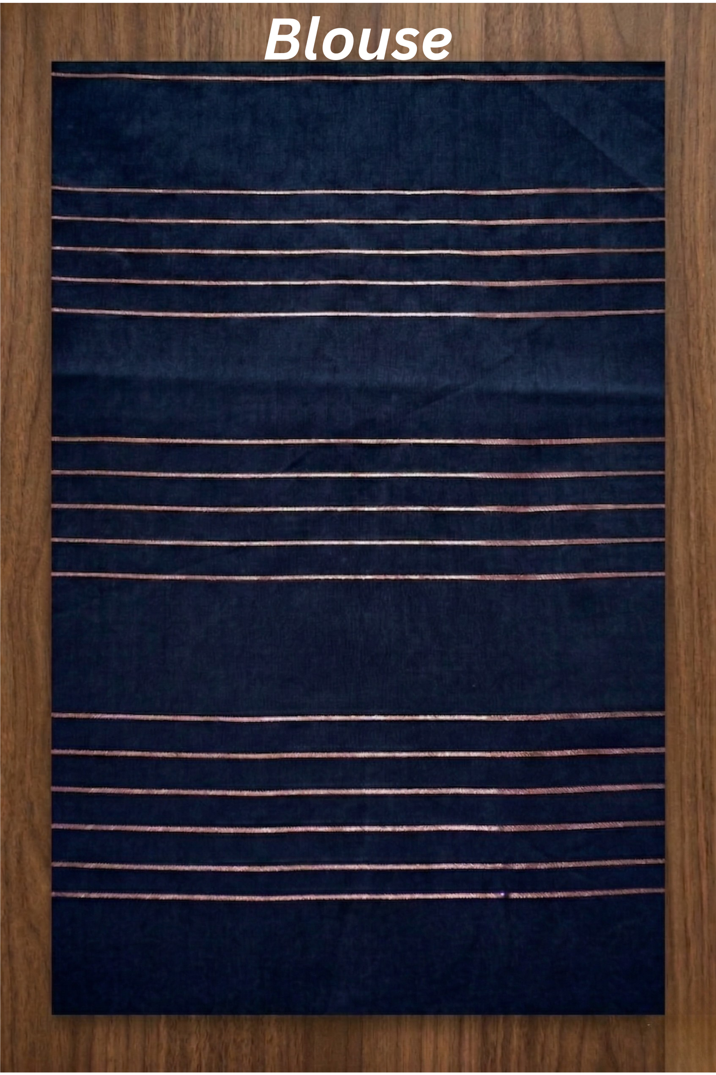 Check design with silver and gold flower border - Navy Blue