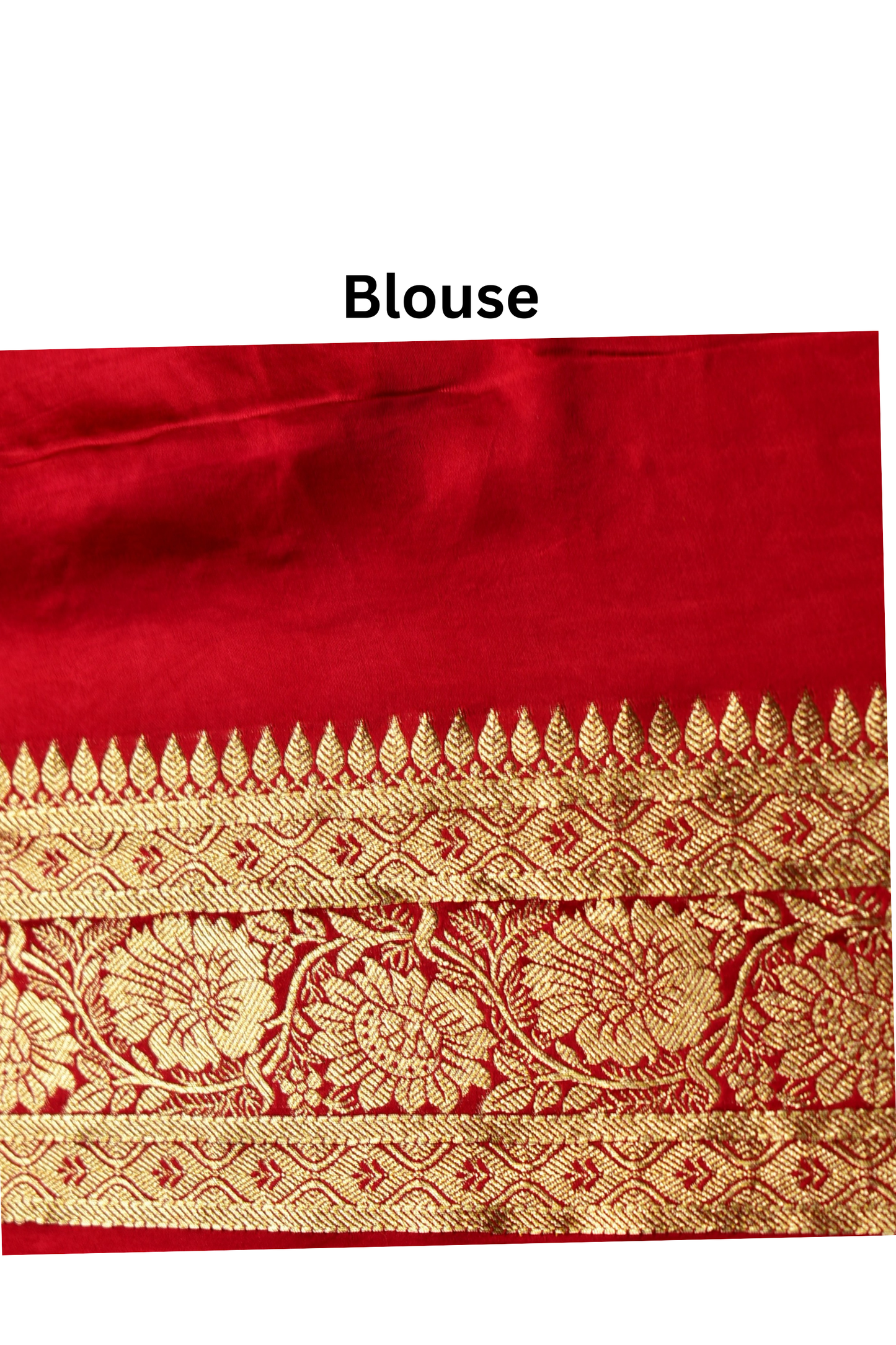 Banarasi Silk Saree with Antique Gold Floral Zari Border and Butti Work - Red