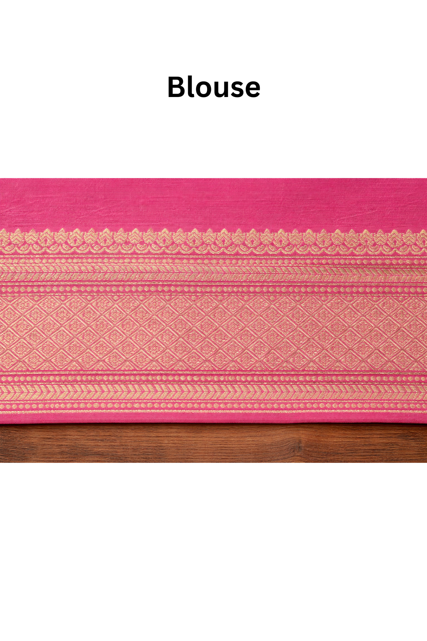 Floral Bunch Butta with Self  work and Border - Rani Pink