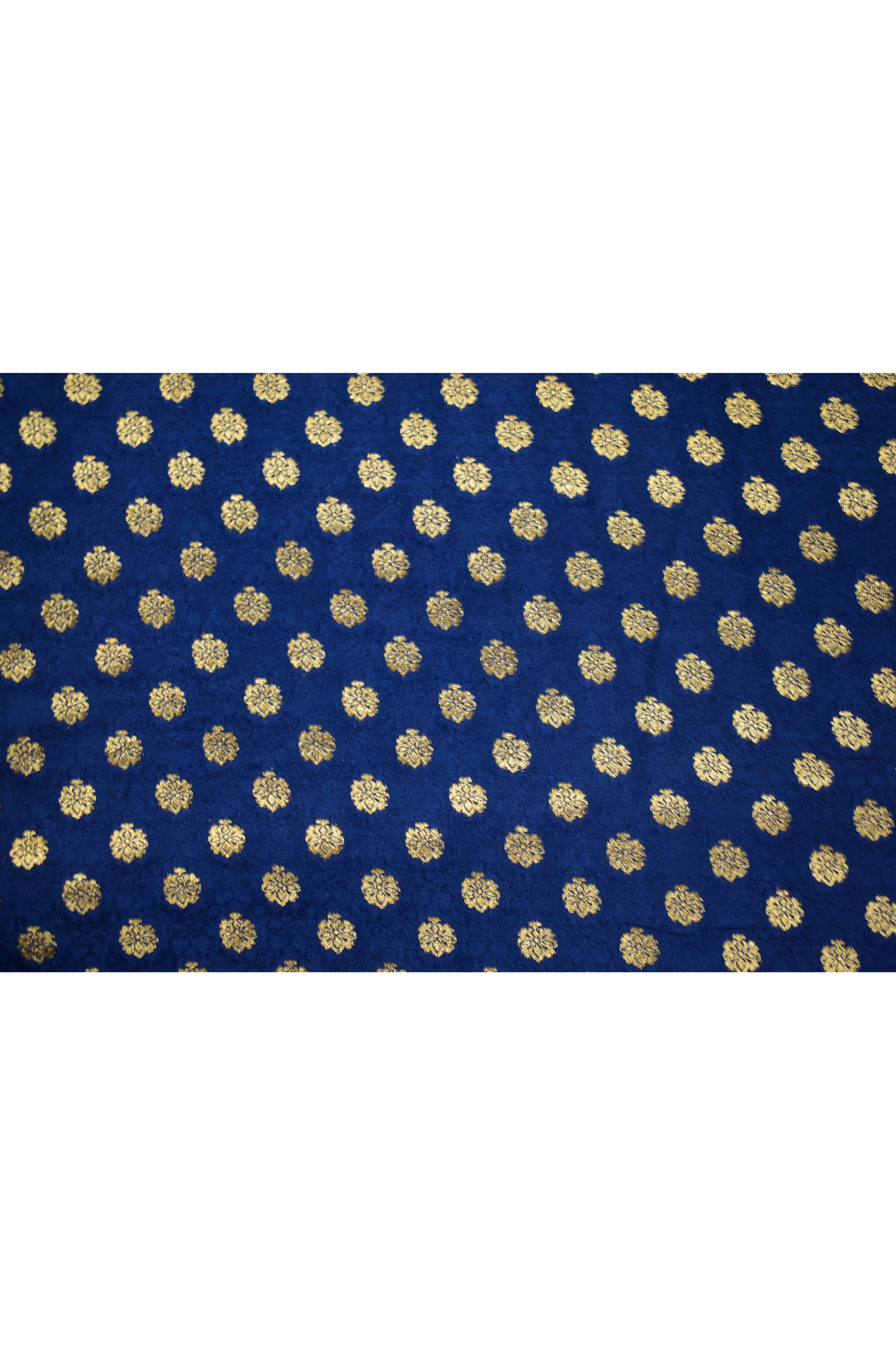 Banarasi Silk Saree with Antique Gold Floral Zari Border and Butti Work - Royal blue