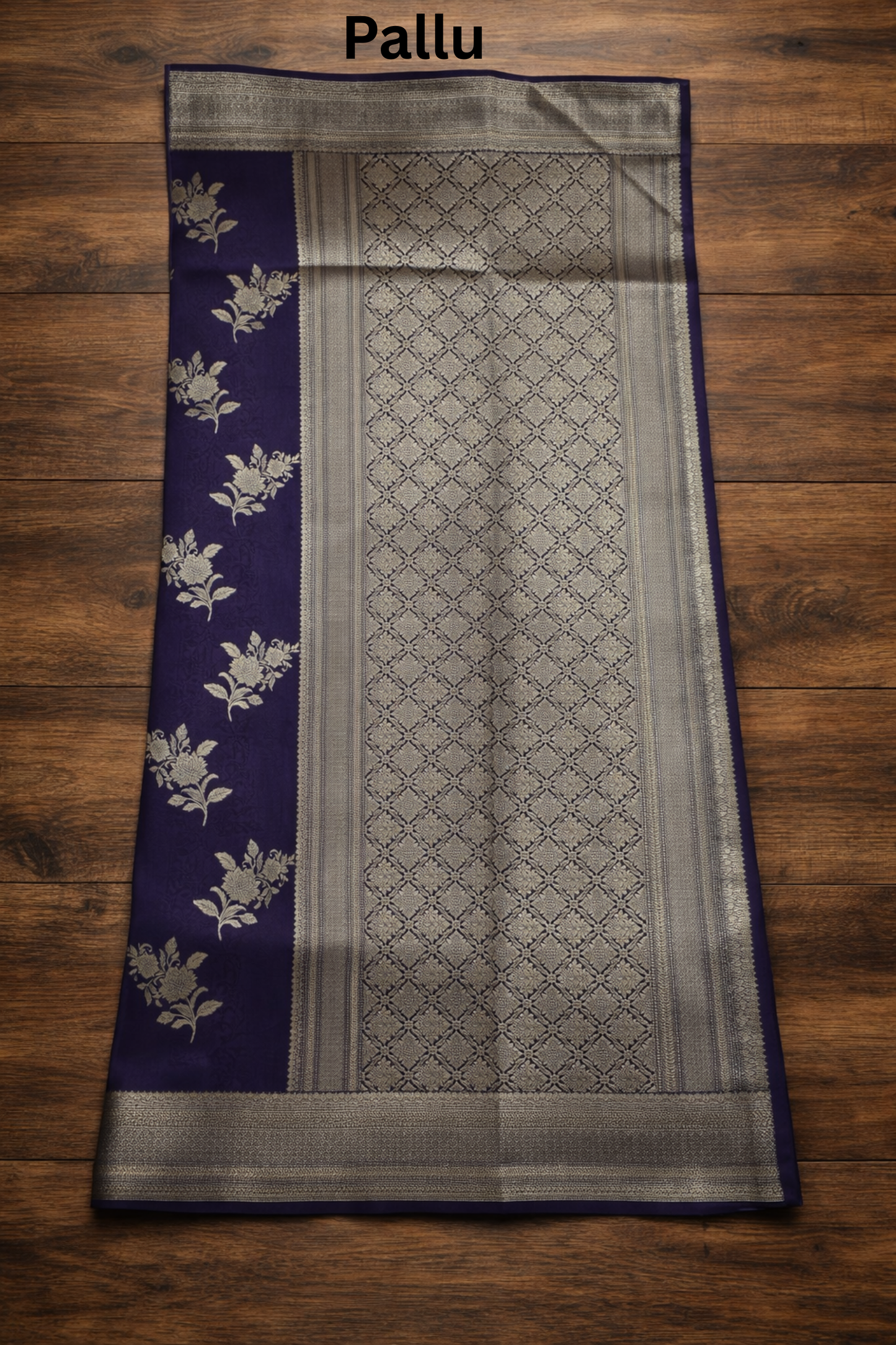 Floral Bunch Butta with Self  work and Border - Purple