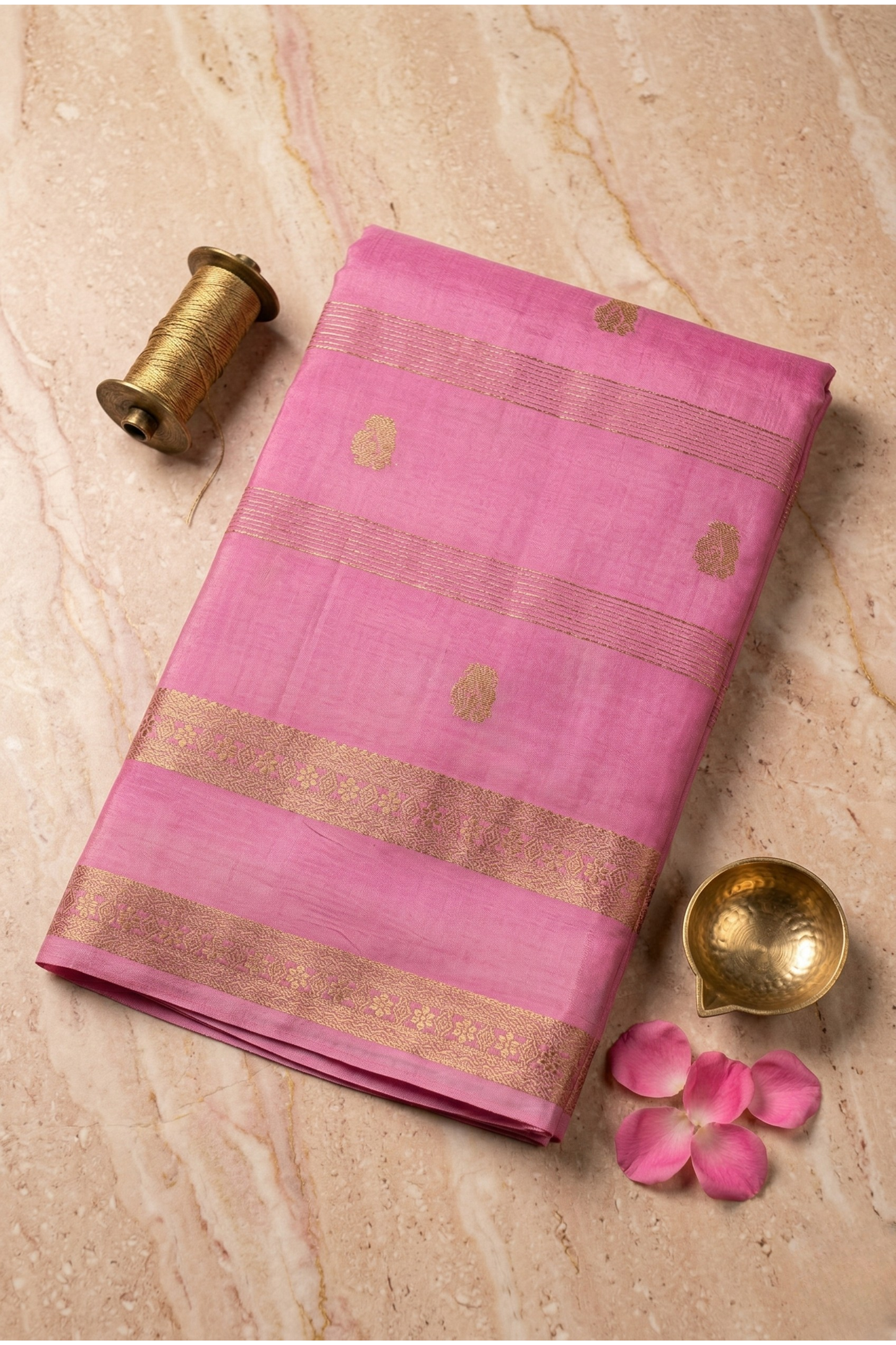 Samundrika - Strips with double border - Pink