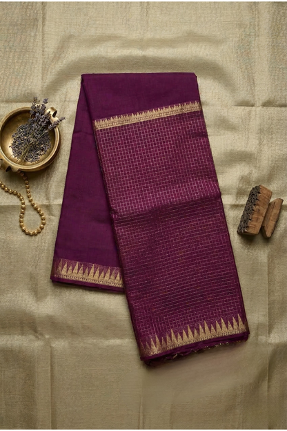 Parampara - Half check and half plain - Plum/wine