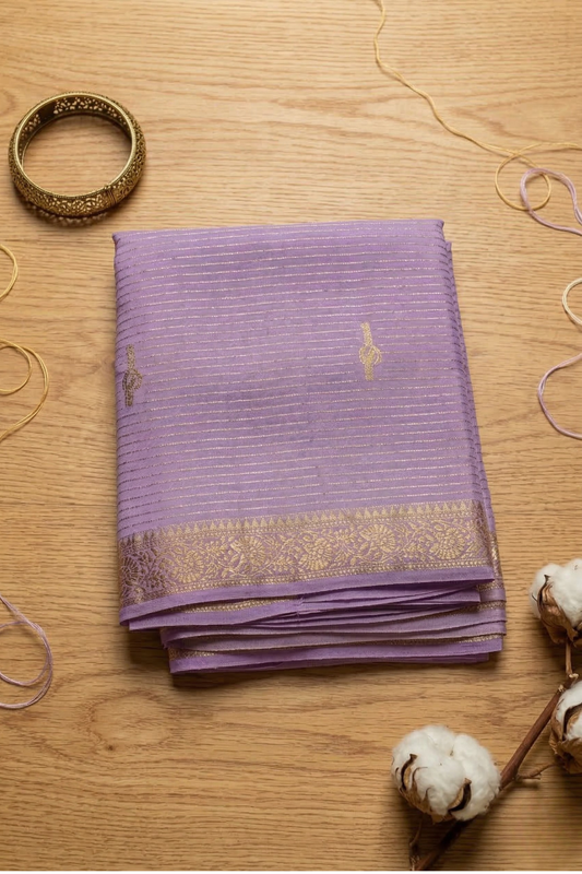Samundrika - Pinstripes with Butta and small border - Lavender