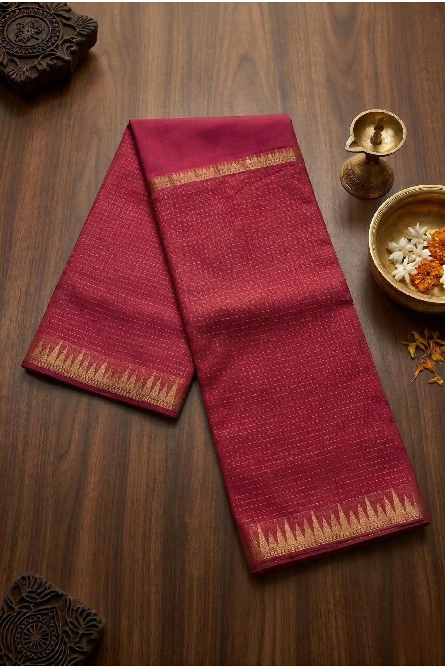 Parampara - Half check and half plain - Pink