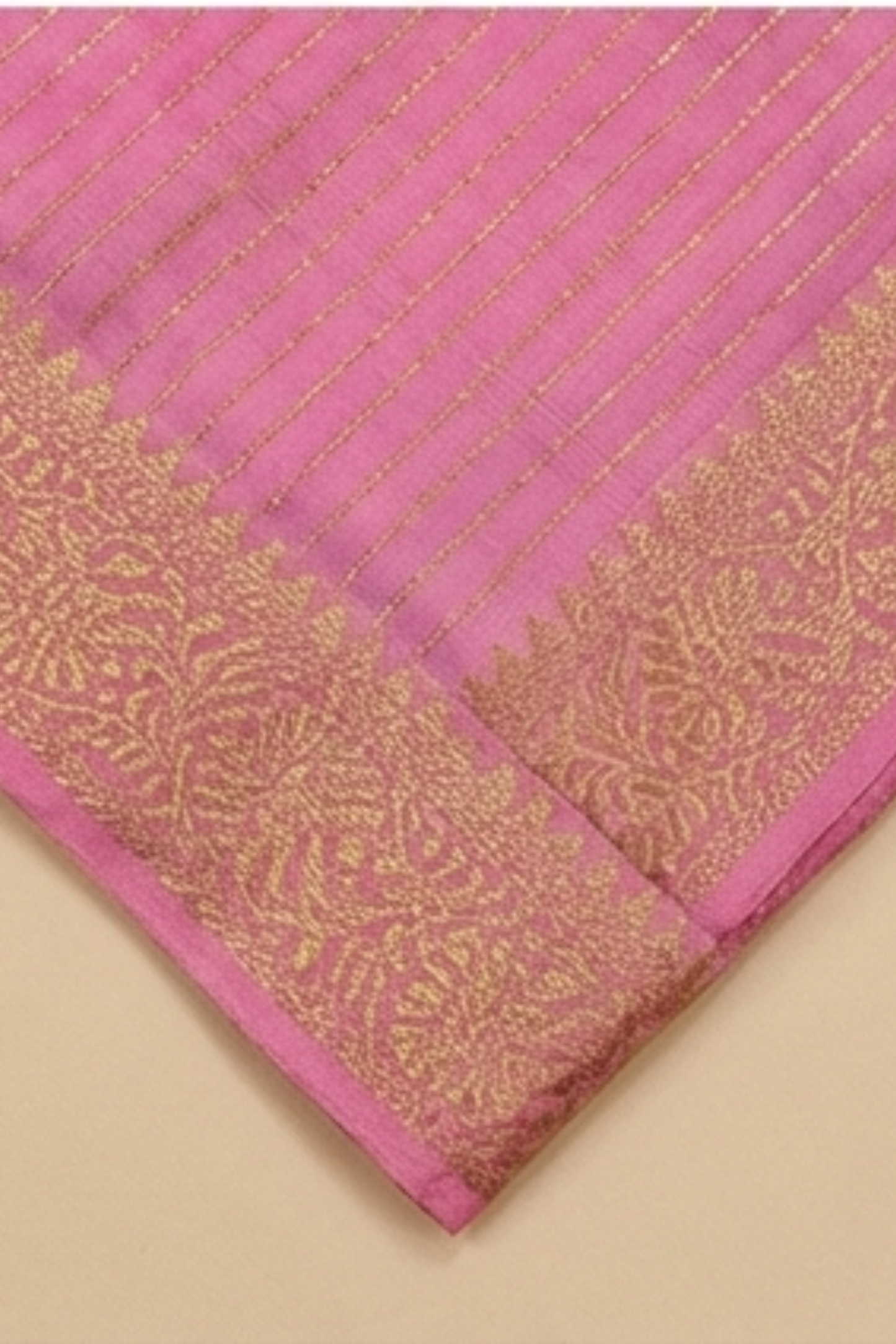 Samundrika Soft Pink - Pinstripes with Butta and small border