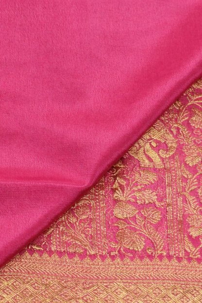 Pure Crepe - Heritage Artistry Work of Elephant, Peacock and Floral in Elegant Vertical Panels - Dusty Rose