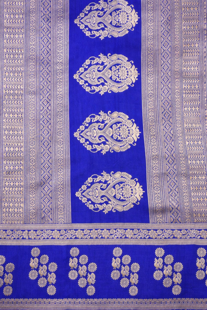 Rang Morla - Peacock butta with Peacock border - Electric Blue