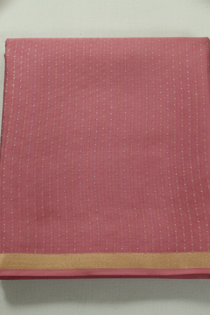 Pure Crepe - Vertical lines of tiny, pinpoint Gold and Silver dots - Dusty Rose