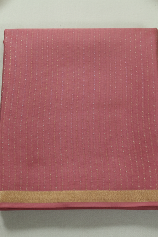 Pure Crepe - Vertical lines of tiny, pinpoint Gold and Silver dots - Dusty Rose