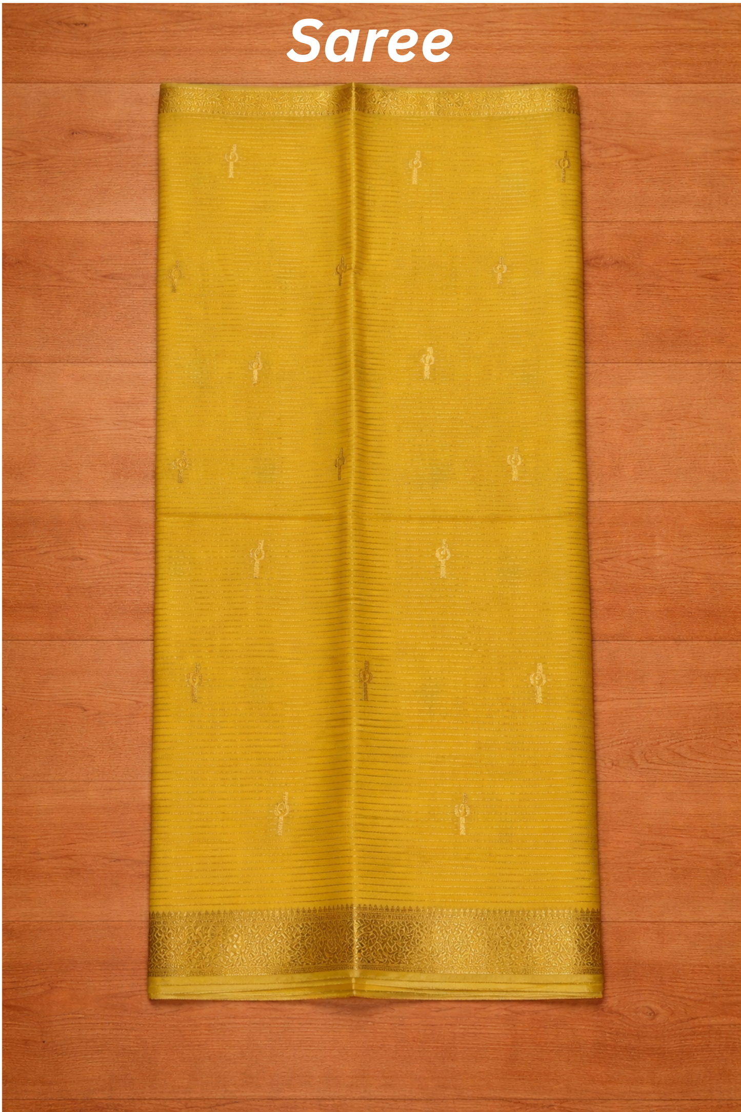 Samundrika - Pinstripes with Butta and small border - Lemon Yellow