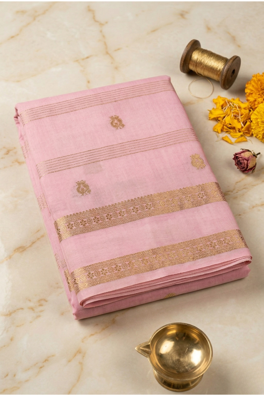 Samundrika - Strips with double border - Light Pink