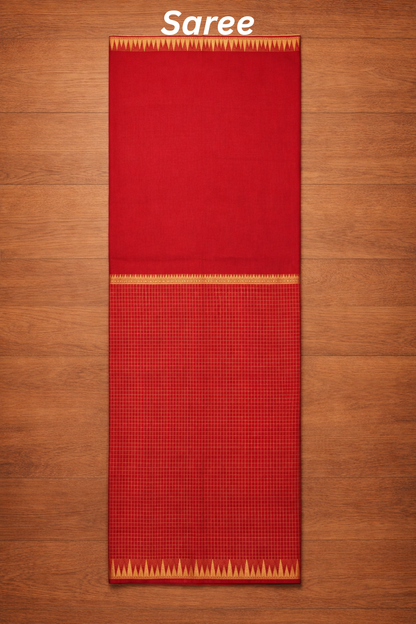 Parampara - Half check and half plain - Red