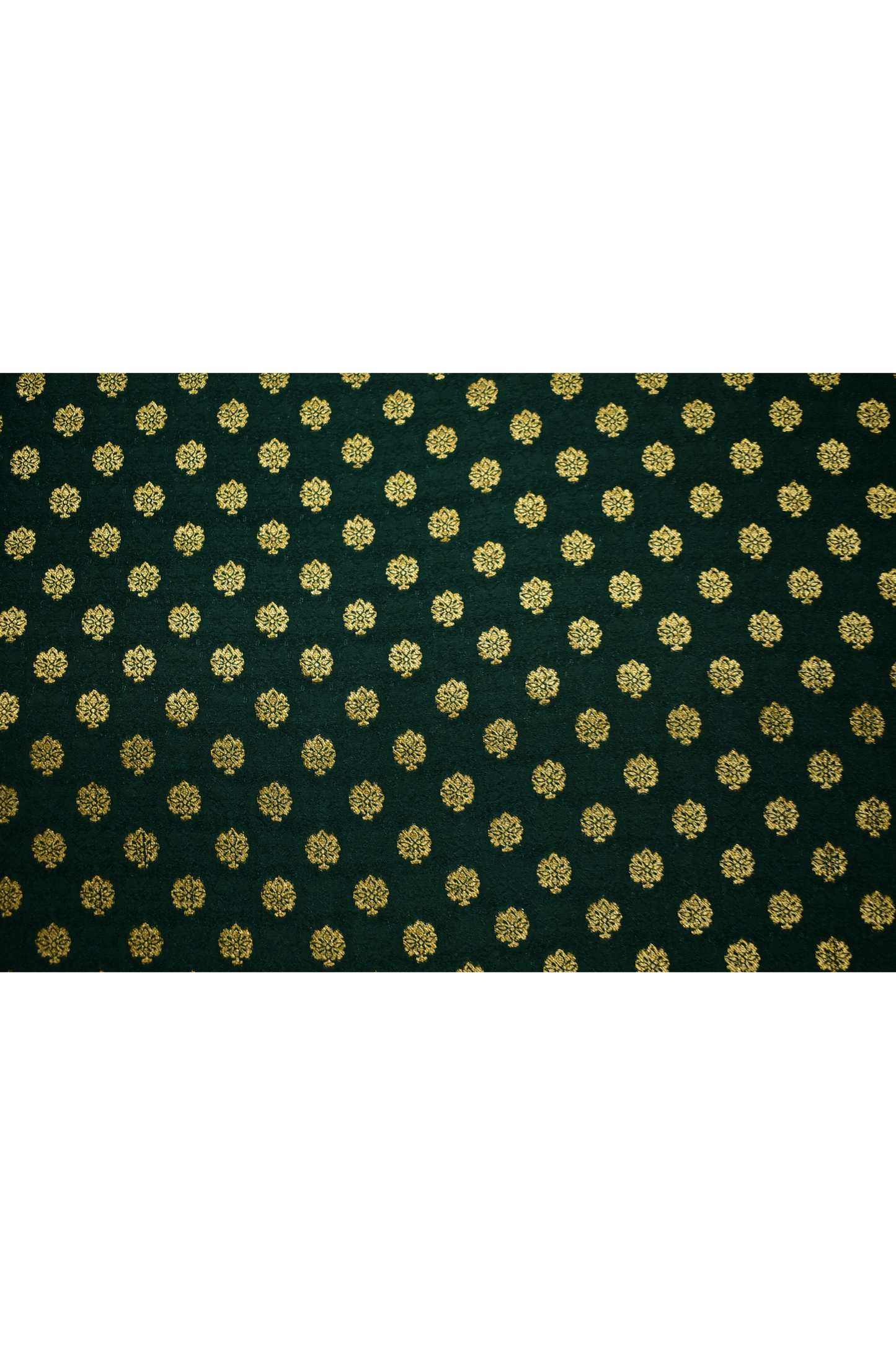 Banarasi Silk Saree with Antique Gold Floral Zari Border and Butti Work - Bottle Green