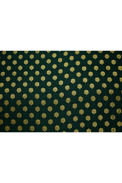Banarasi Silk Saree with Antique Gold Floral Zari Border and Butti Work - Bottle Green