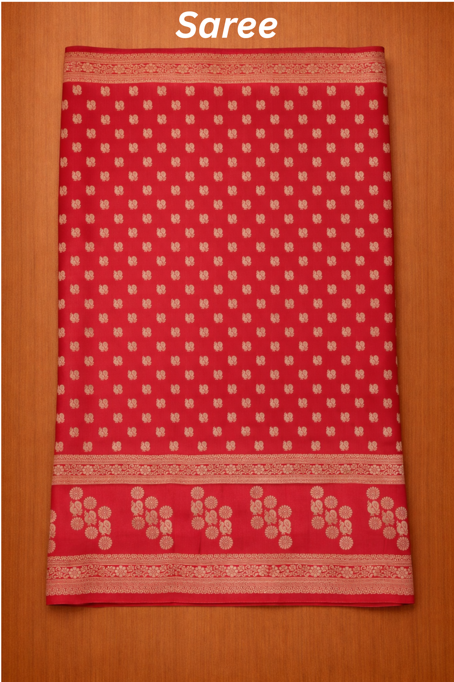 Rang Morla - Peacock butta with Peacock border - Red