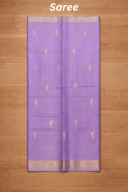 Samundrika - Pinstripes with Butta and small border - Lavender