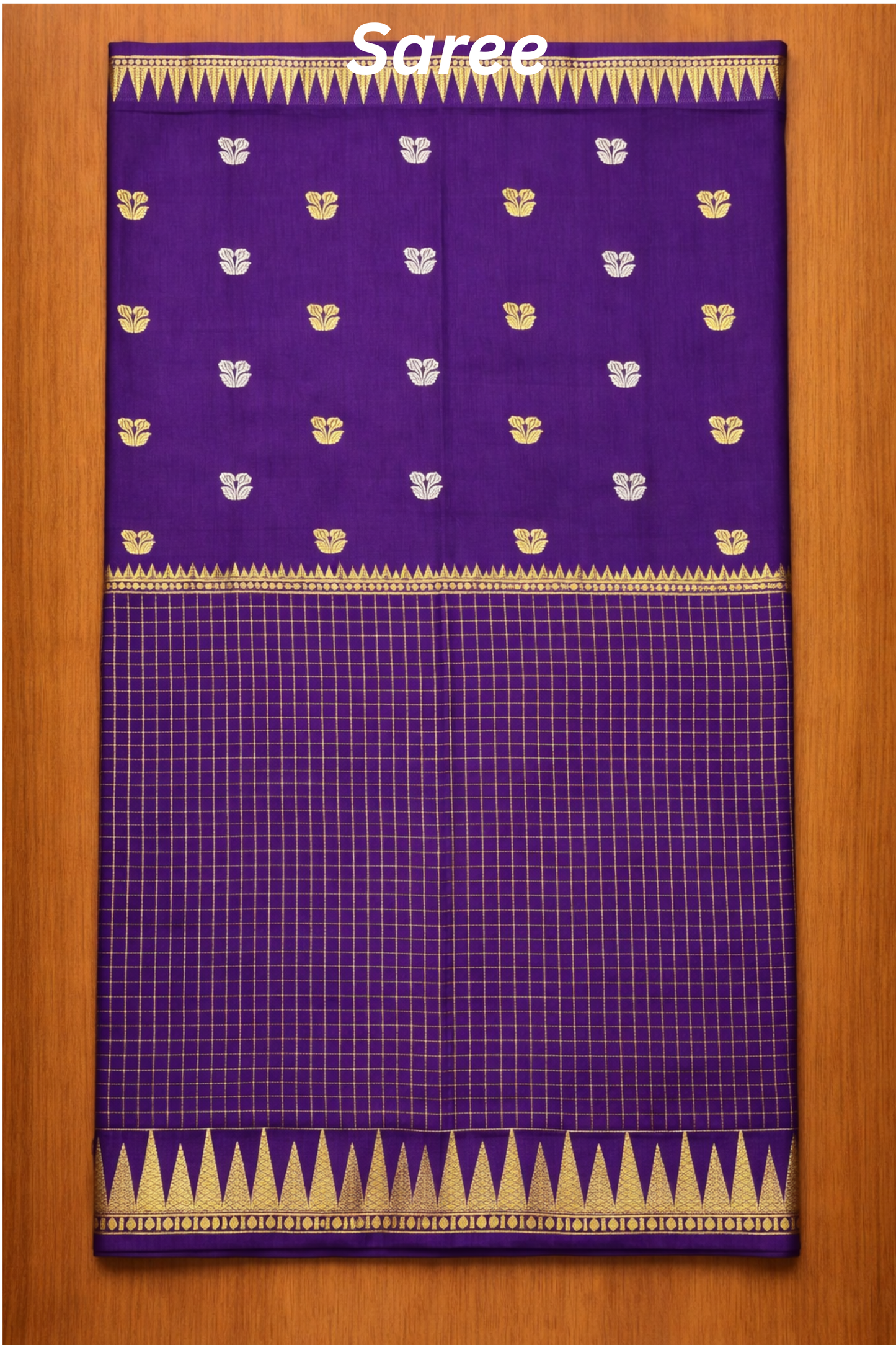 Parampara - Half check and half plain - Deep Violet
