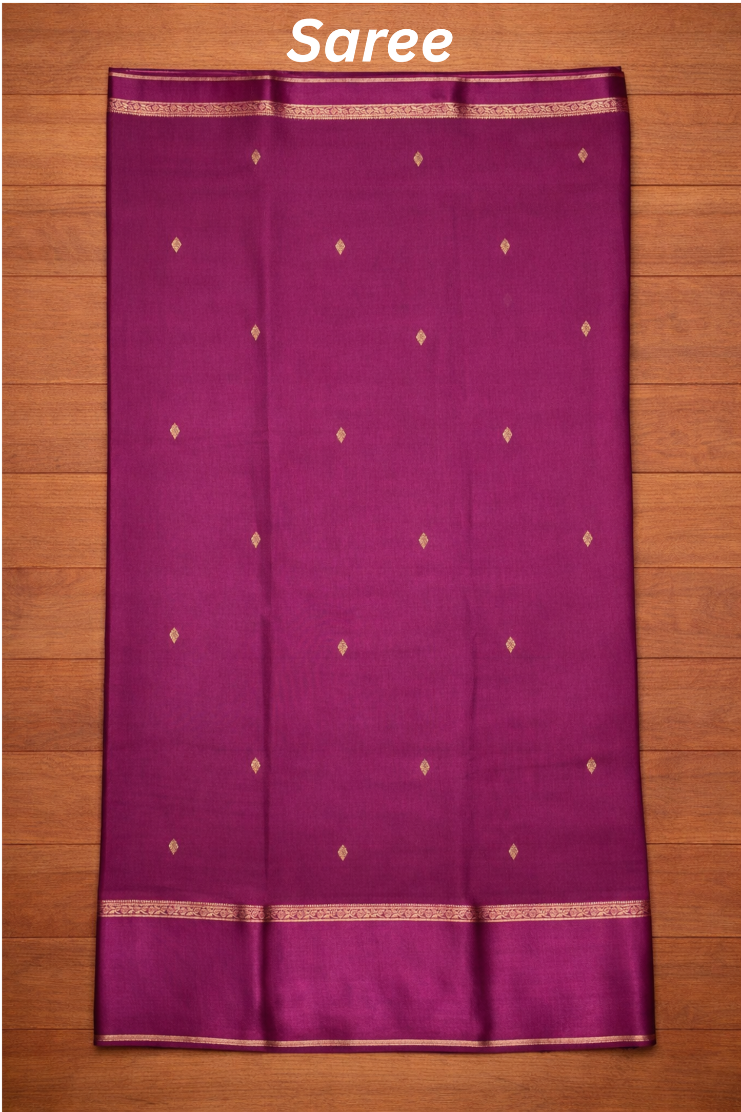 Kali Silk - Small butta with bentex border - Plum/ Wine Purple