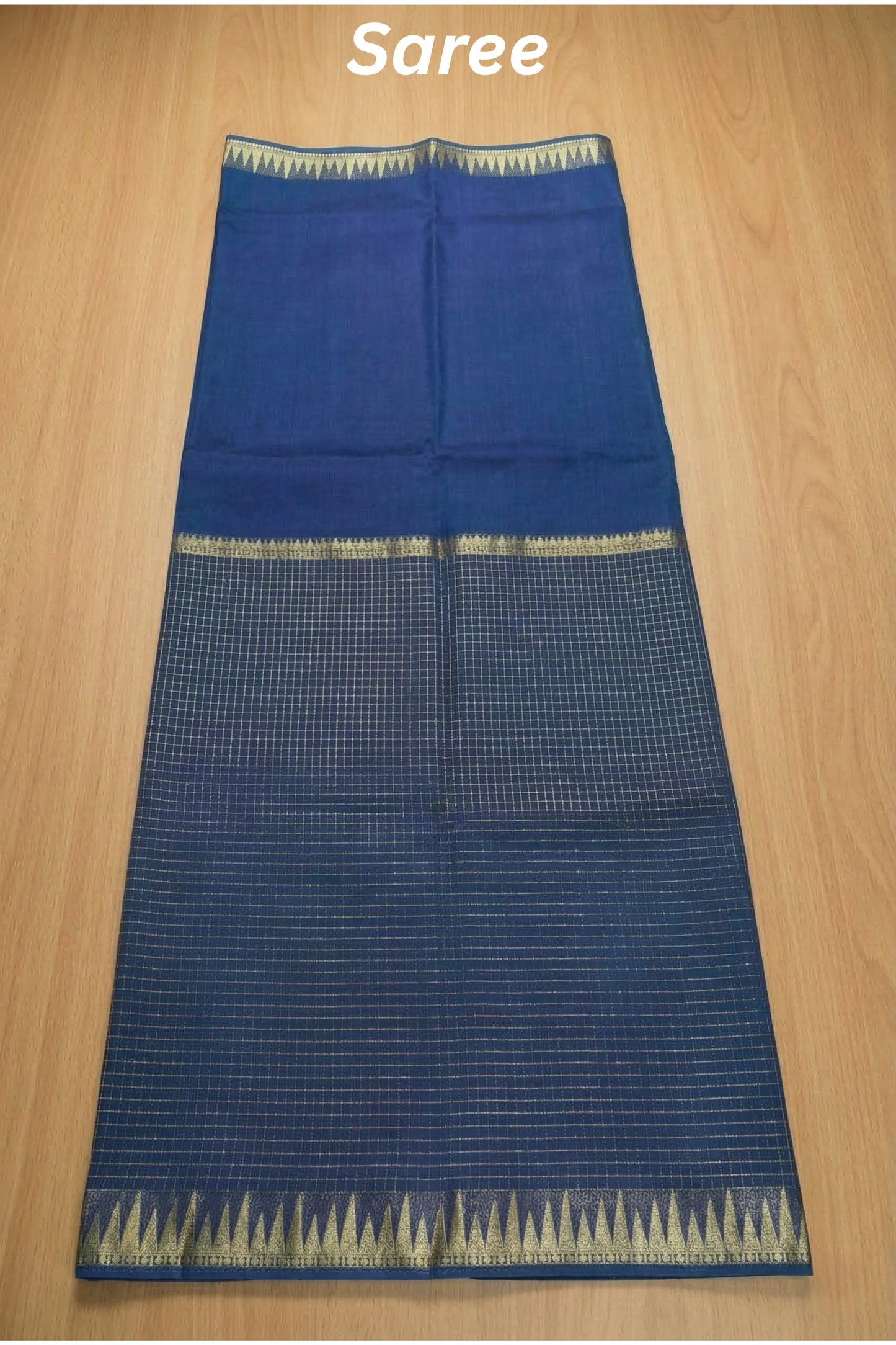 Parampara - Half check and half plain - Peacock blue