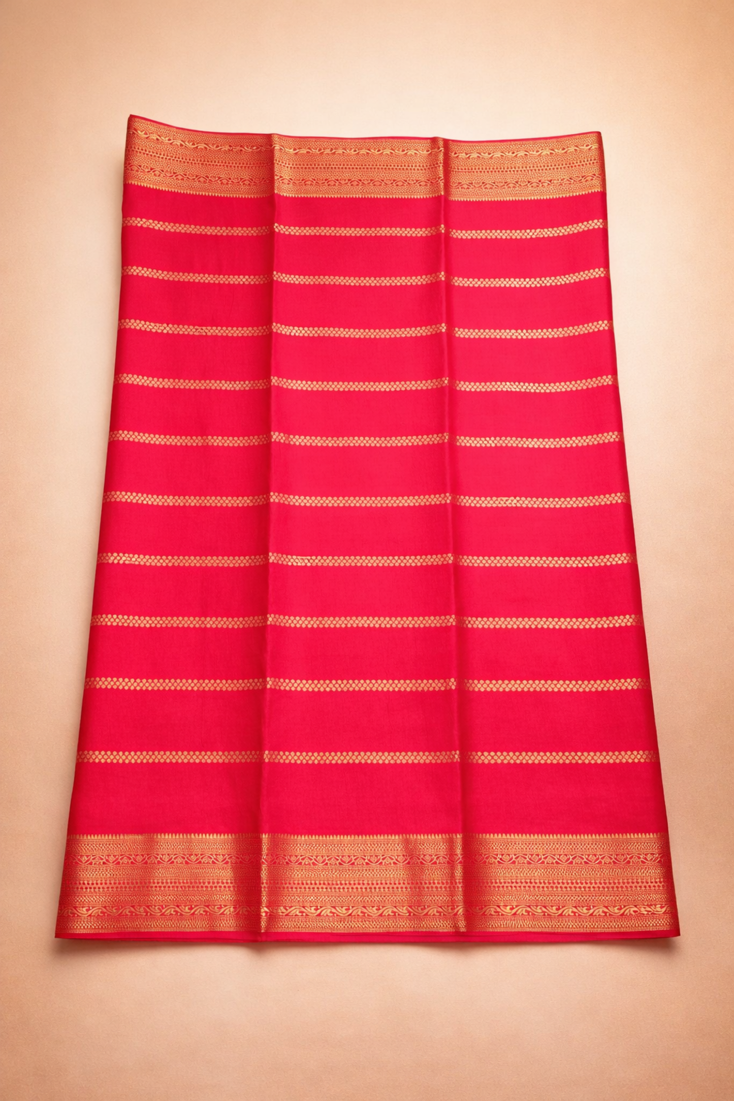 Floral dot motifs strips with big border - Hot Pink