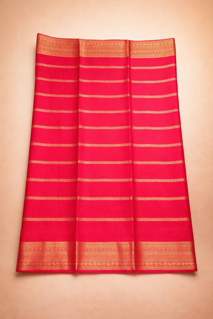 Floral dot motifs strips with big border - Hot Pink