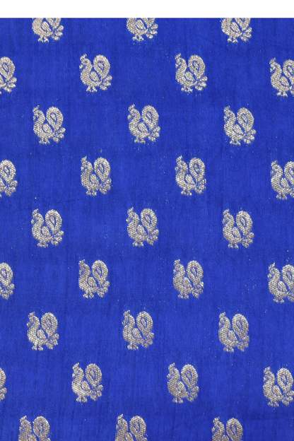Rang Morla - Peacock butta with Peacock border - Electric Blue