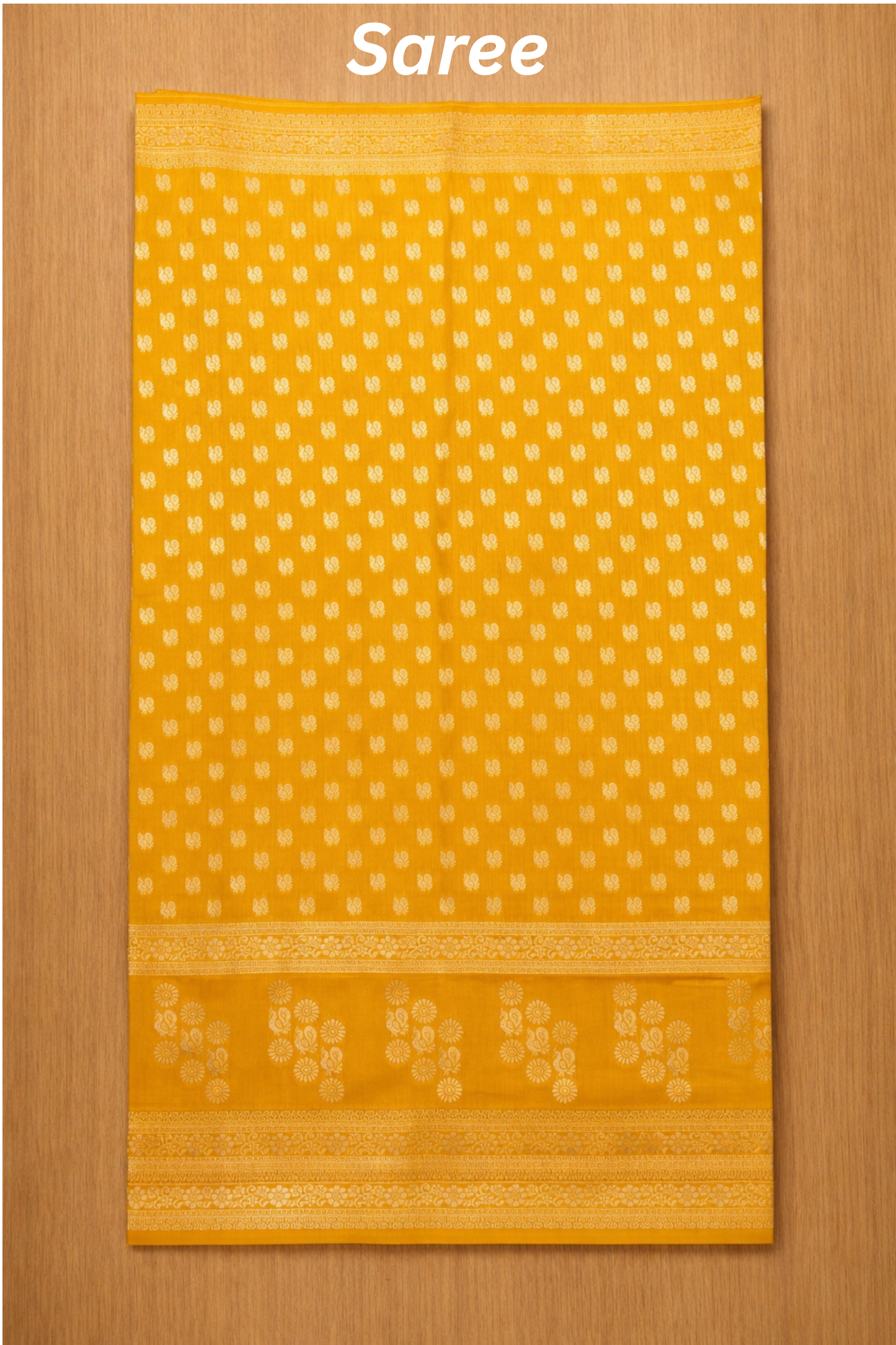 Rang Morla - Peacock butta with Peacock border - Mustard yellow