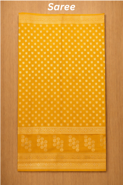 Rang Morla - Peacock butta with Peacock border - Mustard yellow