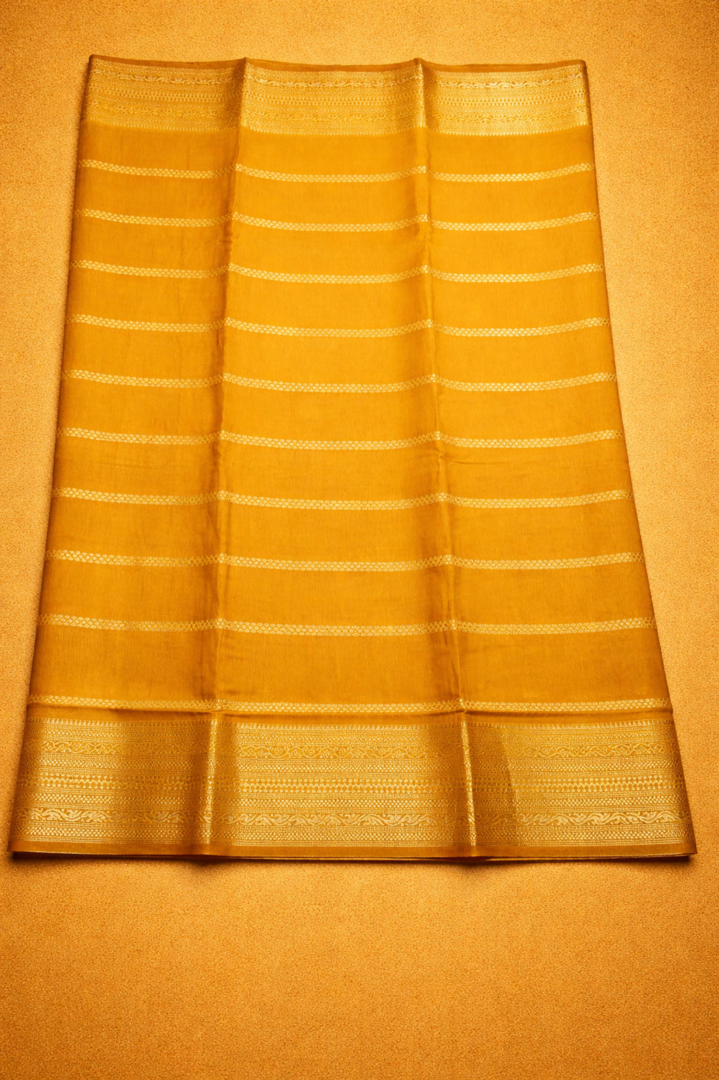 Floral dot motifs strips with big border - Mustard yellow