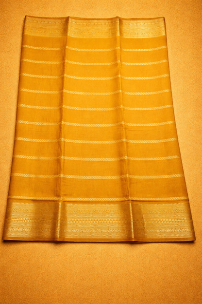 Floral dot motifs strips with big border - Mustard yellow