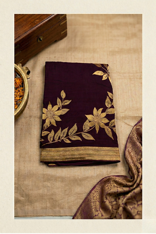 Large continuous Floral Creeper pattern - Wine