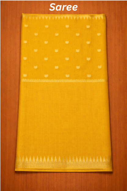 Parampara - Half check and half plain - Mustrad yellow