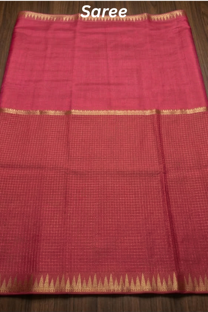 Parampara - Half check and half plain - Pink
