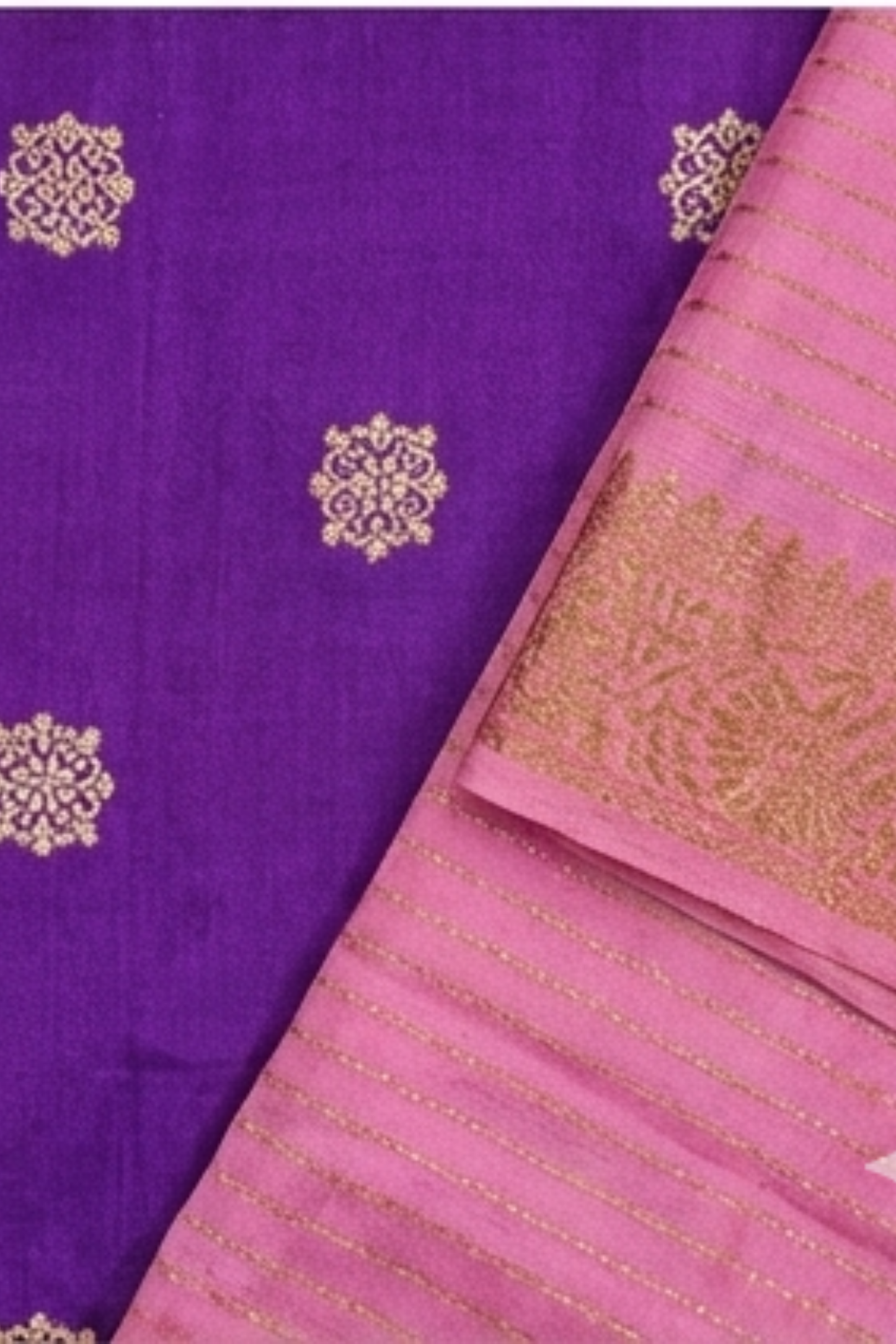 Samundrika Soft Pink - Pinstripes with Butta and small border