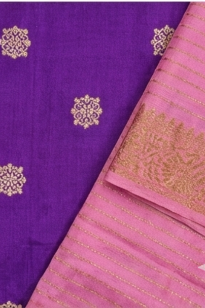 Samundrika Soft Pink - Pinstripes with Butta and small border