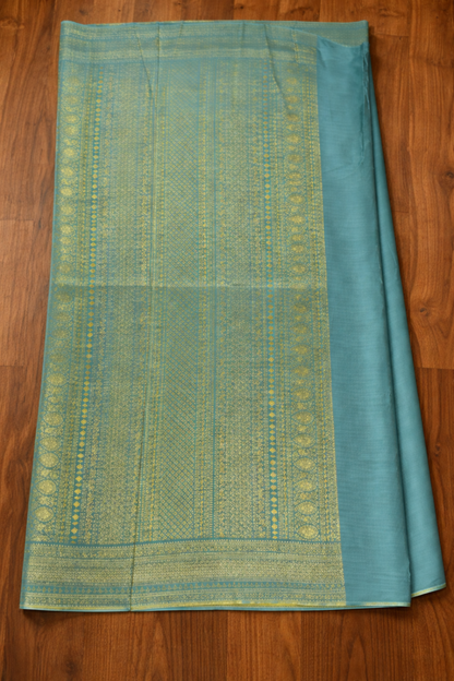 Pure Crepe - All over Intricate Delicate Floral Zari - Sea Blue