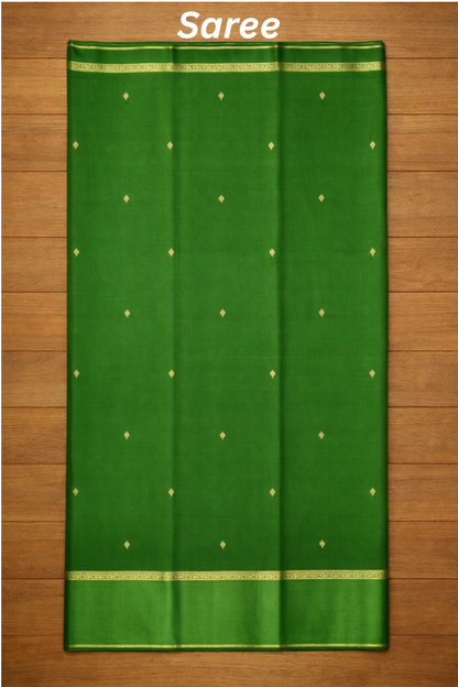 Kali Silk - Small butta with bentex border - Green