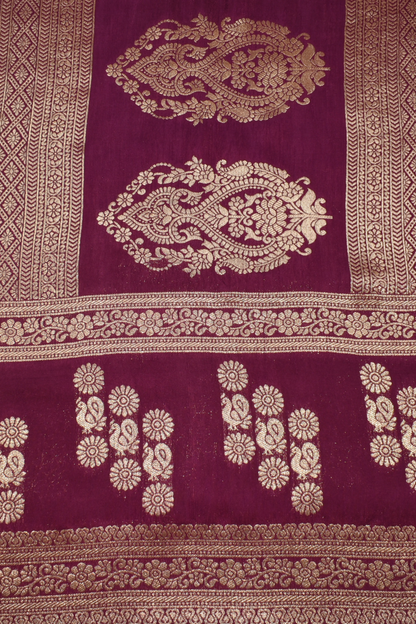 Rang Morla - Peacock butta with Peacock border - Plum