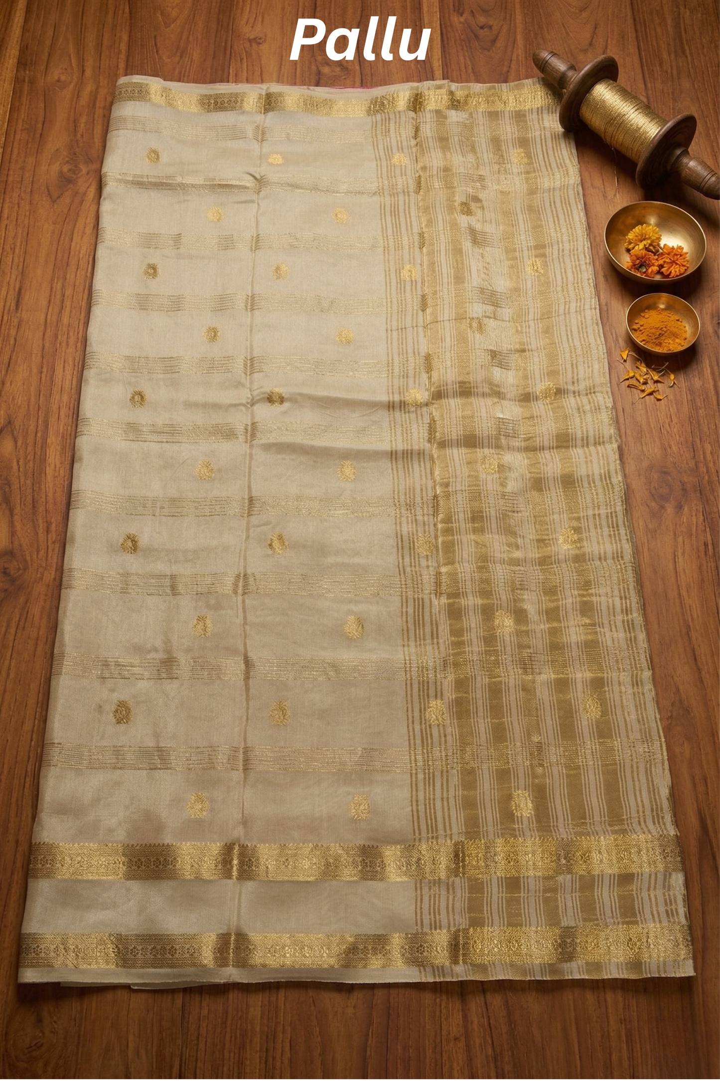Samundrika - Strips with double border - Cream