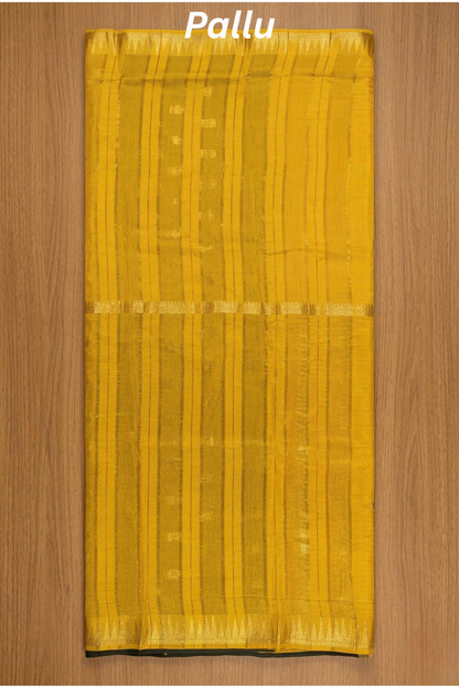 Parampara - Half check and half plain - Mustrad yellow
