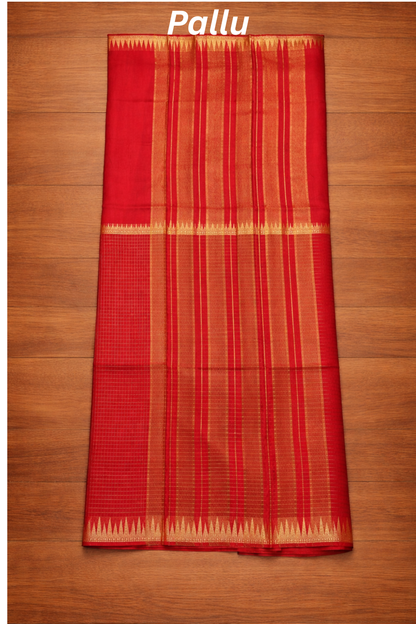 Parampara - Half check and half plain - Red