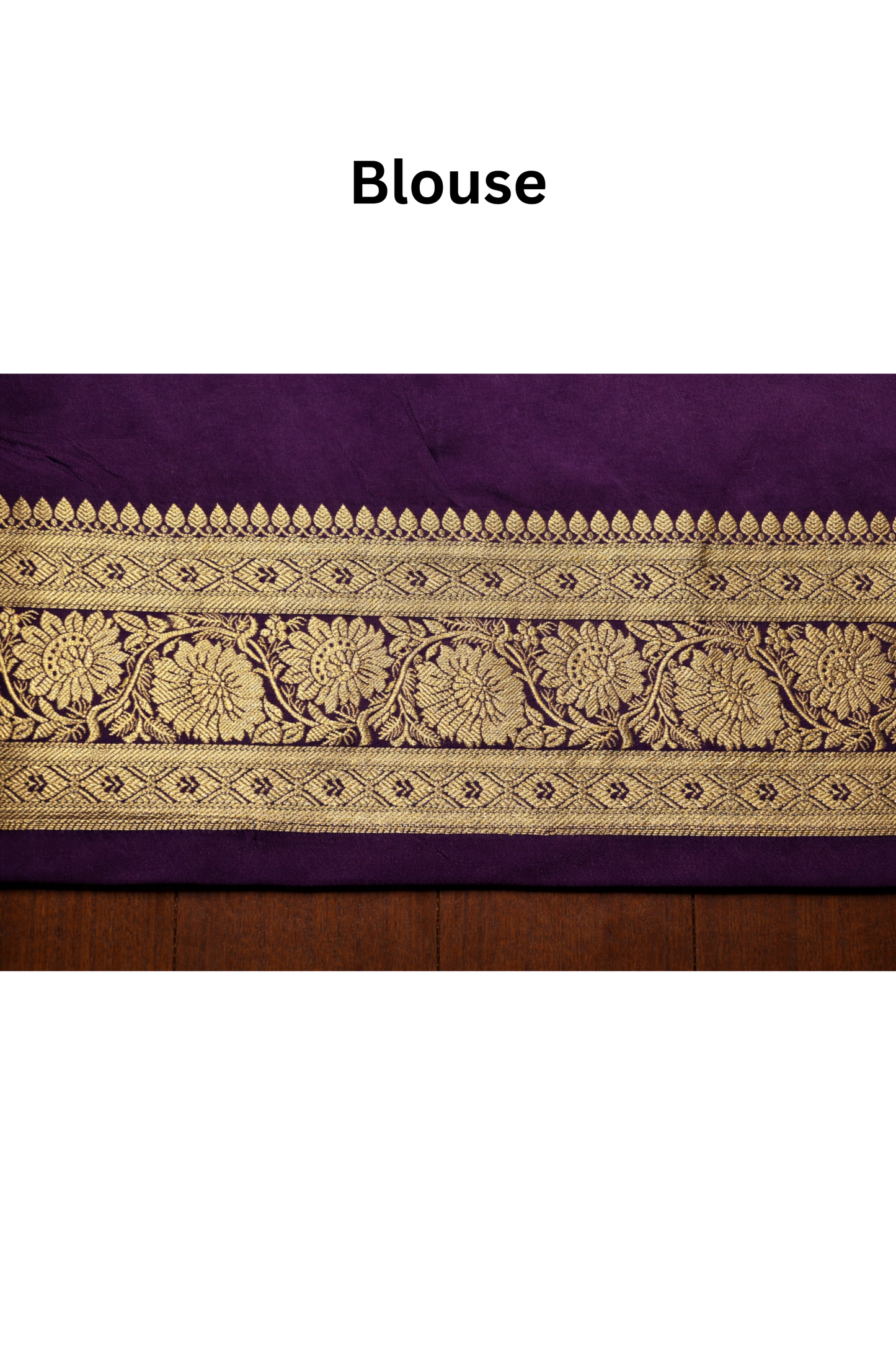 Banarasi Silk Saree with Antique Gold Floral Zari Border and Butti Work - Purple