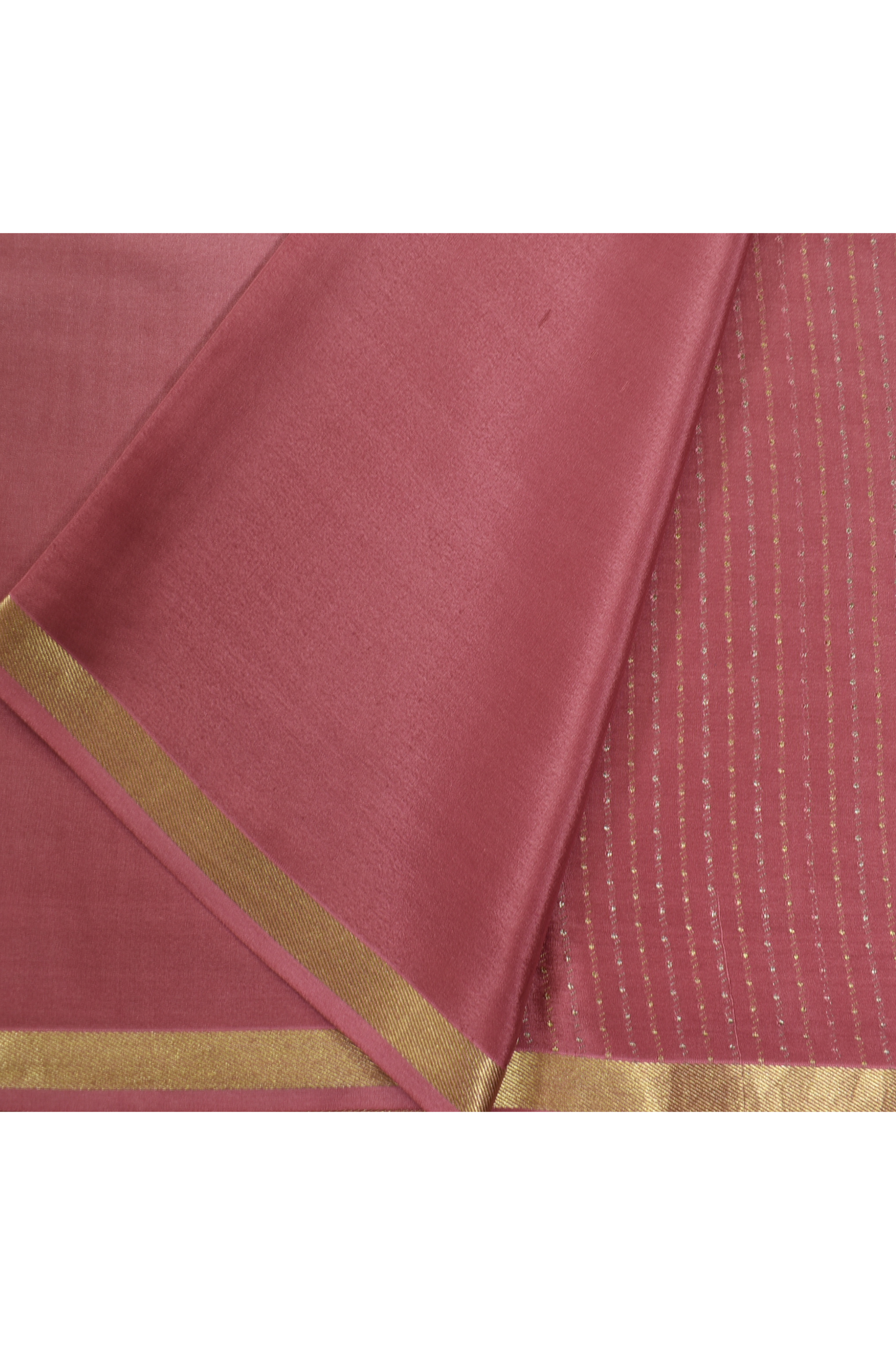 Pure Crepe - Vertical lines of tiny, pinpoint Gold and Silver dots - Dusty Rose