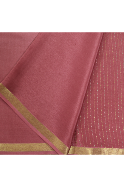 Pure Crepe - Vertical lines of tiny, pinpoint Gold and Silver dots - Dusty Rose