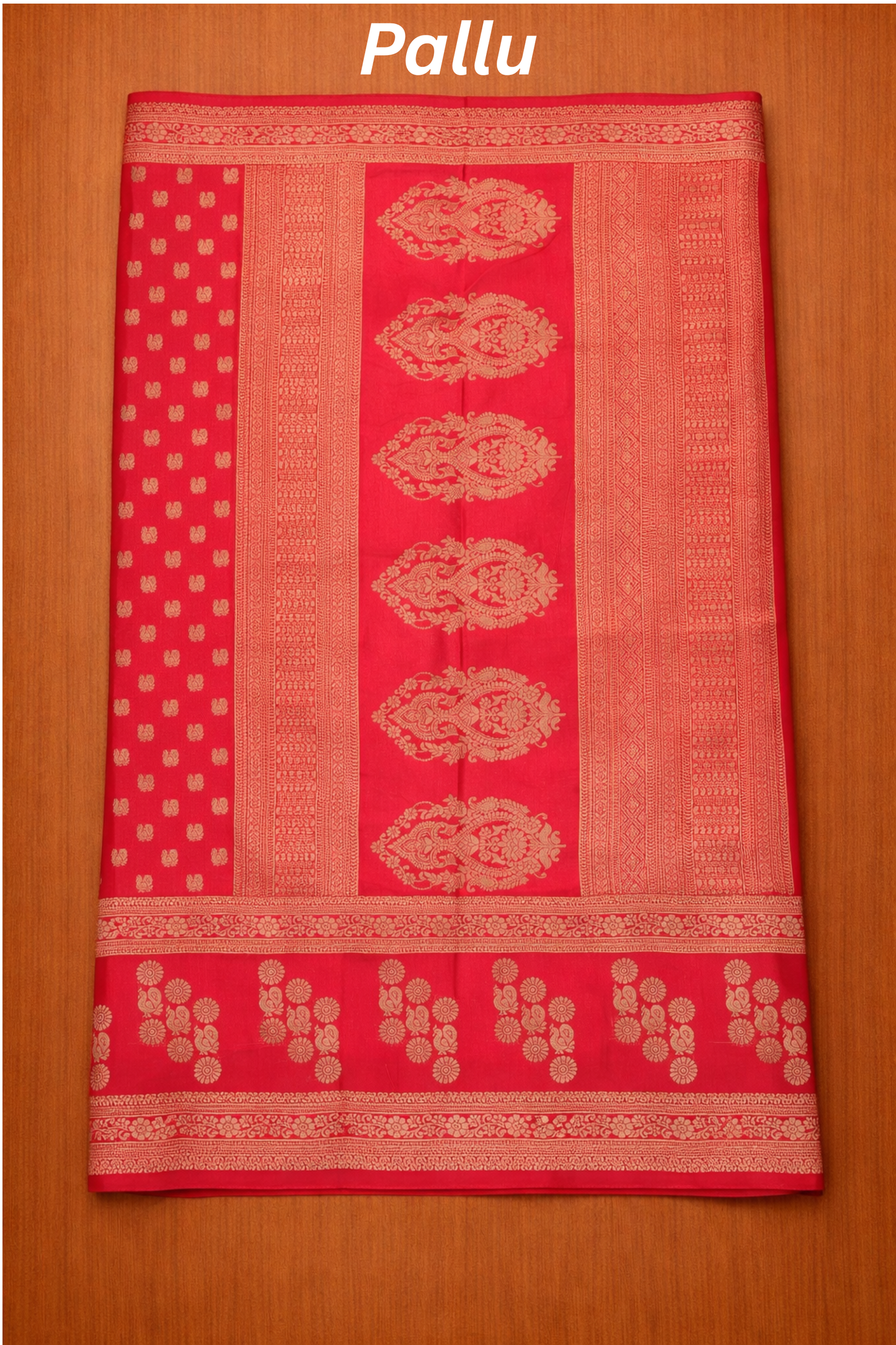 Rang Morla - Peacock butta with Peacock border - Red