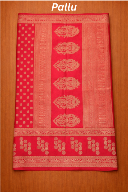 Rang Morla - Peacock butta with Peacock border - Red