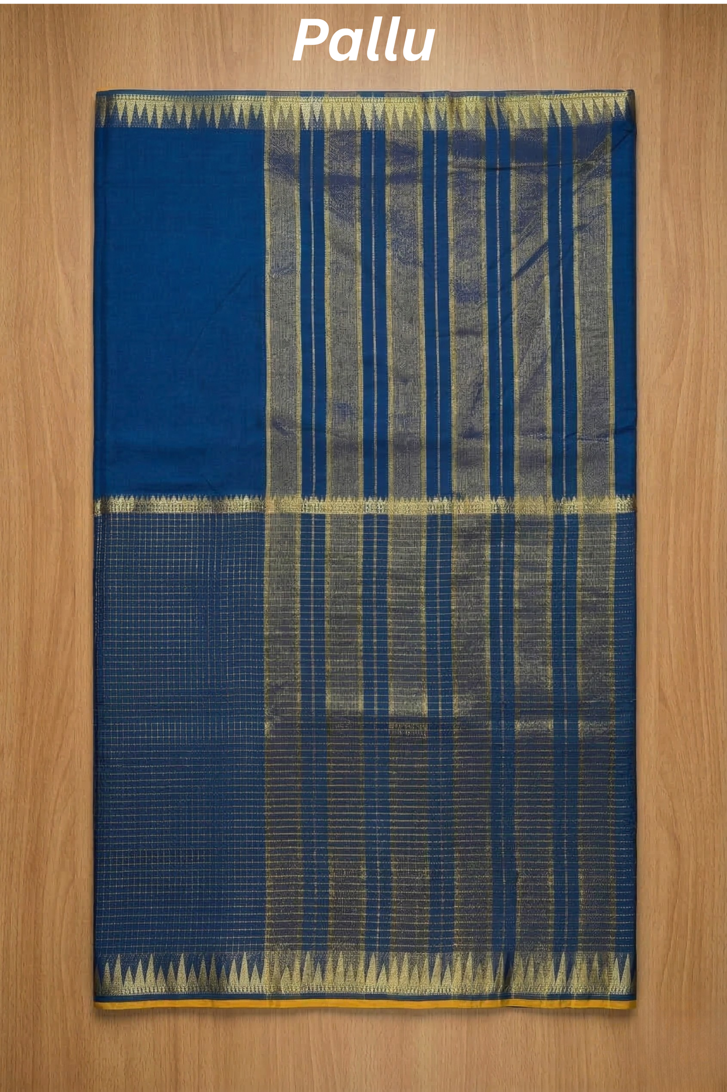 Parampara - Half check and half plain - Peacock blue