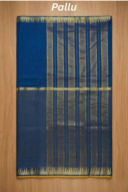 Parampara - Half check and half plain - Peacock blue