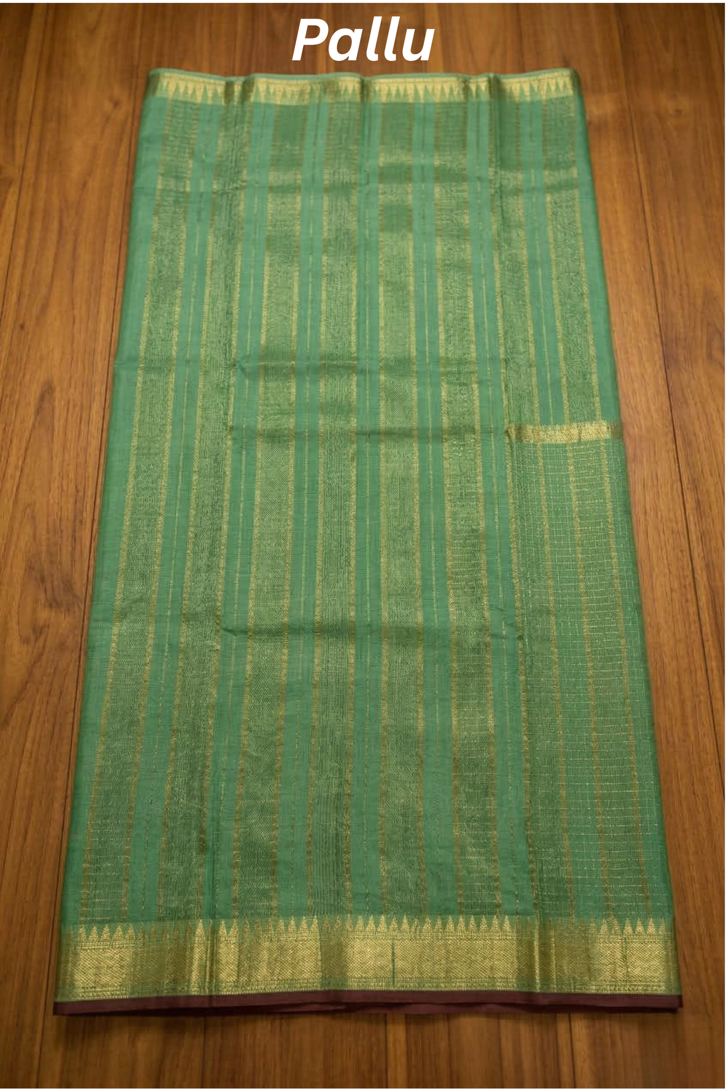 Parampara - Half check and half plain with small flower butta - Mint Green